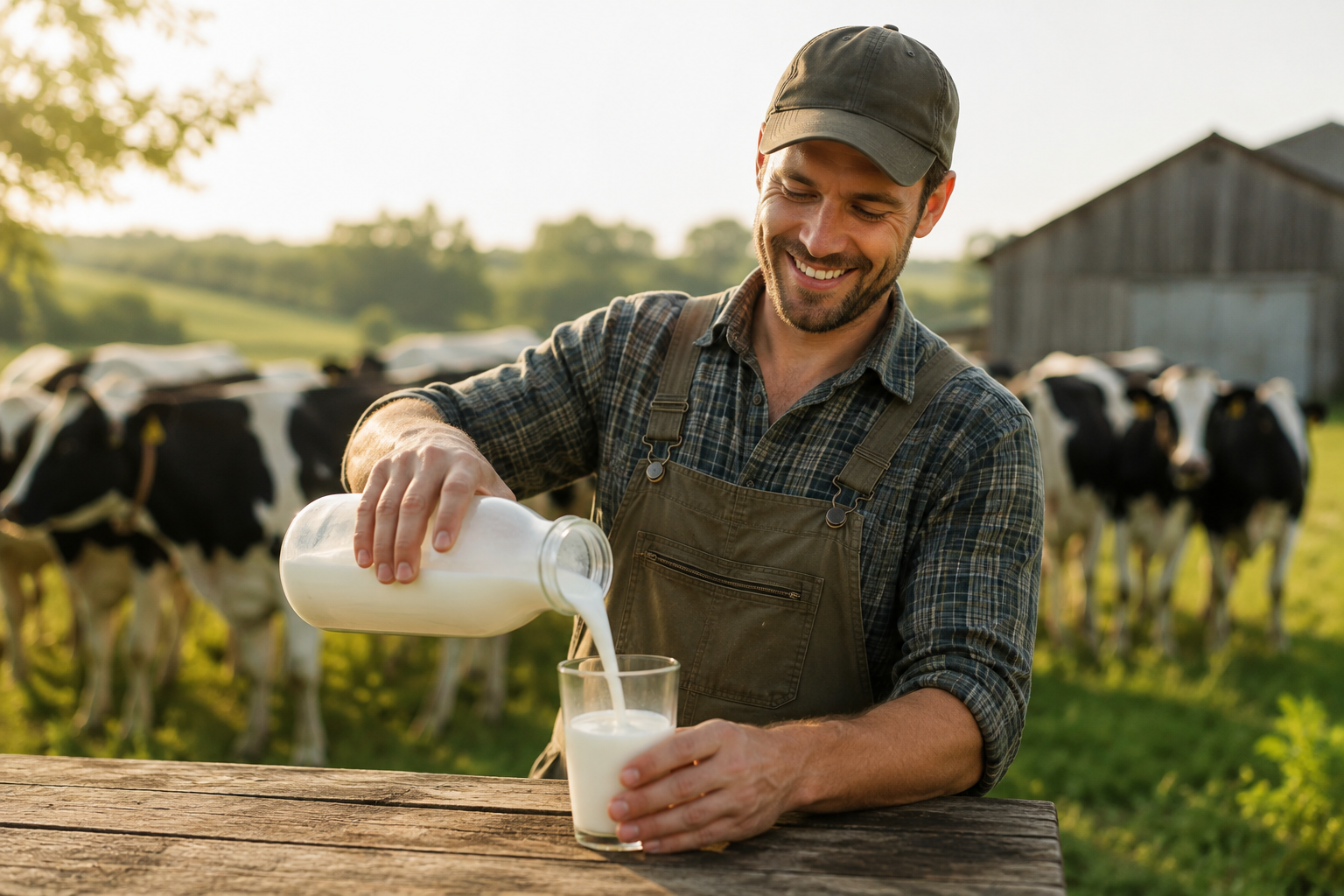Farmer with milk